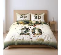 135 x 200 cm 2Pezzi microfibra Copripiumino Numeri astratto cartone animato futuro con federa Bed Linen Adatto agli adolescenti, Verde scuro