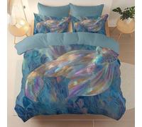 135 X 200 cm Alta Qualità Copripiumino,Fantasy Sirena Alghe Thème Set Letto Matrimoniale Completo In Microfibra Con Cerniera, 1 Copripiumini + 2 Federa,Anallergico Blu