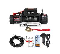 13500LBS 12V Verricello elettrico 92ft Cinghia di traino for funi sintetiche for rimorchio for auto 4X4, camion fuoristrada ATV con controllo wireless,Alta Stabilità