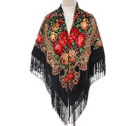 135cm Donna Mussulmano Etnico Floreale Vintage Frangia Lungo Sciarpa Turbante