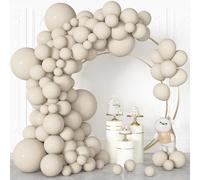 136 Pezzi Palloncini Bianchi Sabbia (5/10/12/18 Pollici), Palloncini Beige Sicuri e Resistenti, Ideali per Decorazioni di Compleanni, Matrimoni e Anniversari.