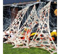 1360 Sqft Ragnatela estensibile ritagliabile per Halloween - Sangue gigante Halloween spaventose ragnatele con ragni finti e pipipistrelli per interni ed esterni, giardino horror party decorazione
