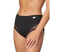 13645 Set di 3 Slip Donna a Vita Alta Culotte in Cotone Elasticizzato Mutande Intime con Pizzo Non sgambate comode Traspiranti morbide Cuciture Piatte Made in Italy (Nero, 8/XXXL)