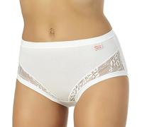 13645 Set di 3 Slip Donna a Vita Alta Culotte in Cotone Elasticizzato Mutande Intime con Pizzo Non sgambate comode Traspiranti morbide Cuciture Piatte Made in Italy (Bianco, 5/L)