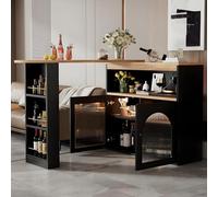 138-193 X 39 X 105Cm Tavolo Da Bar Moderno Allungabile, Tavolo Da Pranzo Allungabile Con Vano Contenitore, Tavolo Alto Da Bistrot,Girevole,Per La Sala Da Pranzo, Con Striscia Luminosa a LED Lunga 1 M