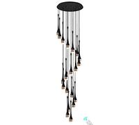 138''/350cm alto nero 20 luci scala a chiocciola lampadario a sospensione lampara de soggiorno lampadari di cristallo soffitto foyer ingresso lampadario di pioggia bolla led 2700-6000k dimmerabile