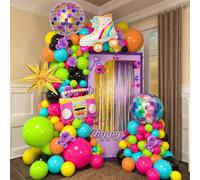 139 pezzi Set di palloncini per pattinaggio a rotelle, decorazioni per feste a tema disco anni '80 '90, kit di ghirlanda e arco con palla da discoteca 45,7/25,4/12,7 cmcolla di latice