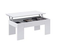 Habitdesign Tavolino rialzato, Tavolo da Soggiorno o da Pranzo, Modello LC, Rifinito in Colore Bianco Artik, Misure: 100 cm (Larghezza) x 50 cm (profondità) x 45-56 cm (Altezza)