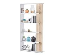 Libreria legno moderna 5 ripiani altezza 180 cm bianco e rovere