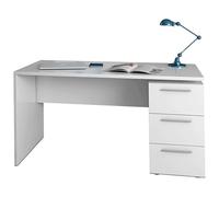 13Casa Scrivania da ufficio Stylus 3 cassetti con cassettiera melammina 138x60x74 cm Bianco opaco