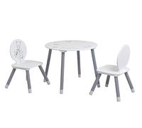 13Casa - Teddy A10 - Set tavolino + 2 sedie. Dim: 60x60x50 h cm. Col: Bianco, Grigio. Mat: MDF.