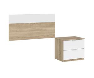 13Casa Vanilla A3 Comodino + Testiera, Rovere, Bianco, Melamina