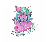 13cmx10.8cm For Space Babe Adesivi per auto Decalcomania di riparazione Anime Grafica interessante impermeabile