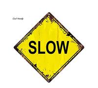 13cmx13cm Car Styling SLOW Diamond Sign Rustic Chic Sign Bar Shop Car Sticker