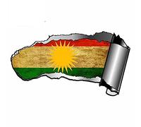 13cmx19cm Carrozzeria Adesivo 3D Strappato Squarcio Aperto Design In Metallo Strappato Con Kurdistan