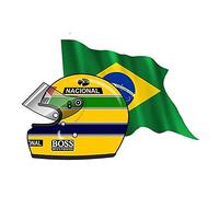 13cmx9.3cm Ayrton SENNA FLAG BRASILE Casco Sinistro Adesivo Divertente Car Styling Vinile