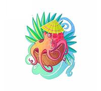 13cmx9.8cm per Octopus On The Beach Decal Personality Car Sticker Car Door