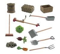13Pcs Kit Modello di Scena Esterna In Miniatura Con Verdure Figurine Pala Rastrelli Strumenti Per Case Delle Bambole Giardino Scena Decori In Miniatura Orto Decors