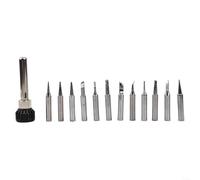 13pcs Soldering Iron Tips 900M-T Set For 936 937 Station | 13 mixed types, fits 936/937/926 stations, -free coating, 4.2cm length, includes adapter