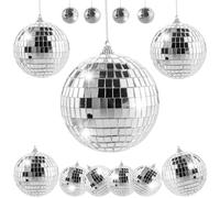 13Pz Palla Da Discoteca,Sfere Specchio Argentate Disc,Mini Mirror Ball Da Discoteca Naisicatar Per Decorazione Albero Natale,Effetto Luce,Matrimonio,Casa,Feste (10/7/5/3/2cm)