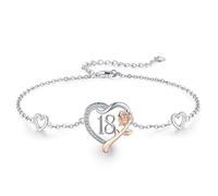 13th/15th/16th/18th/21st/30th/40th/50th/75th/80th compleanno, braccialetto personalizzato in argento Sterling 925 con rose, a forma di cuore, con numero di anniversari, regali di compleanno per