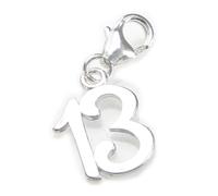 13th Birthday charm in argento sterling su clip .925 x 1 Tredici