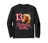 13th Birthday Horse Girl Turning Nine Cowgirl Pony Party Maglia a Manica
