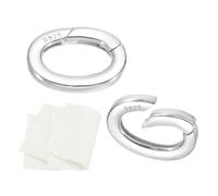 13x10mm 925 Sterling Silver Spring Gate Rings, 2Pcs Oval Clasps, Silver Tone