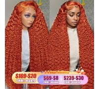 13x4 13x6 Zenzero Arancio Profondo Onda Pizzo Frontale Parrucca Ricci Stile Hair