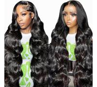 13x4 HD Lace Front Wigs Human Hair, 180 Density Body Wave Human Hair Wig For Black Women, Glueless Lace Frontal Wig Human Hair Pre Plucked, Black Brazilian Real Human Hair Wig 18 Inch(250 Density Body