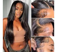 13x4 Straight Lace Front Wigs Parrucca Donna Capelli Veri Umani 200% Density 16A Brazilian Virgin Human Hair Wigs Pre Plucked Bleached Knots with Baby Hair Glueless Parrucche Natural Color 26 Pollici