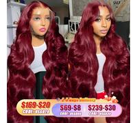 13X6 13x4 HD Onda Burgundy Colorati Parrucca da Donna Capelli Salone Cosplay