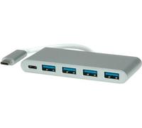 ROLINE 14025045 - Hub USB 3.0 a 4 porte, da USB-C a 4 USB 3.0 tipo A, 1 PD