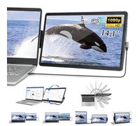 14.1" FHD 1080p IPS schermo portatile doppio schermo monitor portatile girevole e rimovibile per laptop con porta USB-C/HDMI, Plug n Play