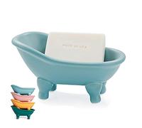 14,2 cm, colore macaron, ceramica, mini vasca da bagno, portasapone, piccolo vaso, organizer per trucchi, contenitore, vasca per criceti, 1 confezione (blu)