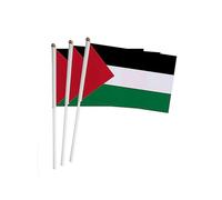 14*21cm Palestine Hand Waving Flag 100pcs A Pack with Plastic Flagpole Palestine Hand Flag