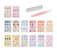 14 Adesivi Per Unghie Per Bambini, 1 Pinzetta, 1 Lima Per Unghie, Adesivi Per Unghie Per Bambini, Nail Art Per Bambini, Lime Per Unghie Colorate, Adesivi Per Unghie Completamente Confezionati