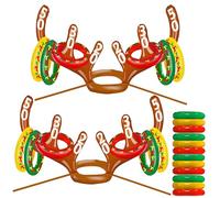 14 anelli natalizi Toss Game Inflatable Reindeer Antler Hat Rings Toss Toys,Christmas Toss Games Props Christmas Game for Kids,Adult Family Xmas Indoor Party ,Christmas Stocking Filler Games