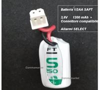 14 Batterie SAFT 1/2AA con connettore compatibile allarme SELECT SBT08 DB708