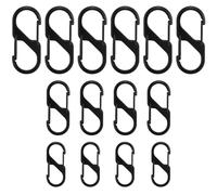 14 clip portachiavi a forma di S, clip di chiusura con cerniera, piccola molla apribile, moschettone per attività all'aperto, escursionismo, pesca, campeggio (nero)