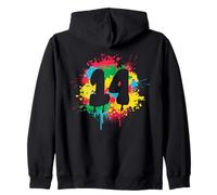 14° Compleanno Spruzzi di vernice colorata 14 year Felpa con Cappuccio