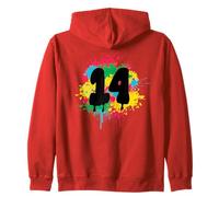 14° Compleanno Spruzzi di vernice colorata 14 year Felpa con Cappuccio