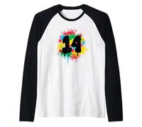 14° Compleanno Spruzzi di vernice colorata 14 year Maglia con Maniche Raglan