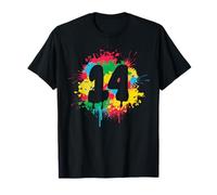 14° Compleanno Spruzzi di vernice colorata 14 year Maglietta