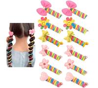 14 elastici per capelli arcobaleno per donne, con fiocco colorato, elastici per capelli a spirale con fiori, fasce per capelli con filo telefonico, accessori per capelli intrecciati