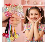 14 elastici per capelli con camelia e palla, per bambine, in gomma colorata con doppie perline di camelia, elastici per capelli con bolle, carini, non danneggiano la coda di cavallo, per bambine