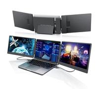 14" Estensore dello Schermo del Monitor Portatile Triplo, Robusto Supporto in Metallo per Computer Portatili da 13-17,3’’ Estensore del Monitor IPS 1080P Plug and Play per Windows/Mac/Switch/PS5 (S2)