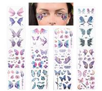 14 fogli Tatuaggi Temporanei Halloween, Glitter Farfalla Adesivi Tatuaggi Finti, Tatuaggi Temporanei Viso, Butterfly Temporary Tattoo Colorati Farfalla Adesivi Tatuaggi donne, feste Natale