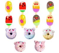 14 gomme da cancellare per bambini in colori casuali, a forma di frutta con motivo di frutta, con ciambelle, divertenti gomme da cancellare per bambini, scrivere e disegnare Legami