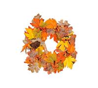 14 Inch Artificial Autumn Fall Wreath Harvest Thanksgiving Wreath for Front Door with Maple Leaf Berry Halloween Decorations